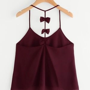 Bow Embellished Y-Back Cami Top